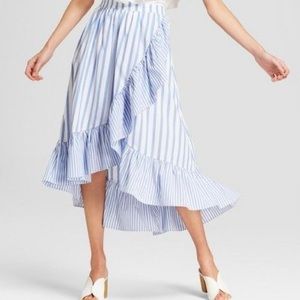 Who What Wear Ruffle Wrap Midi Skirt, Size M